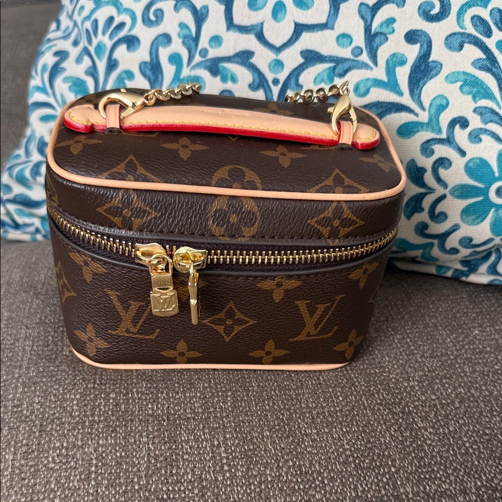 Brown Monogram Mini Vanity with Red-Edged Handle